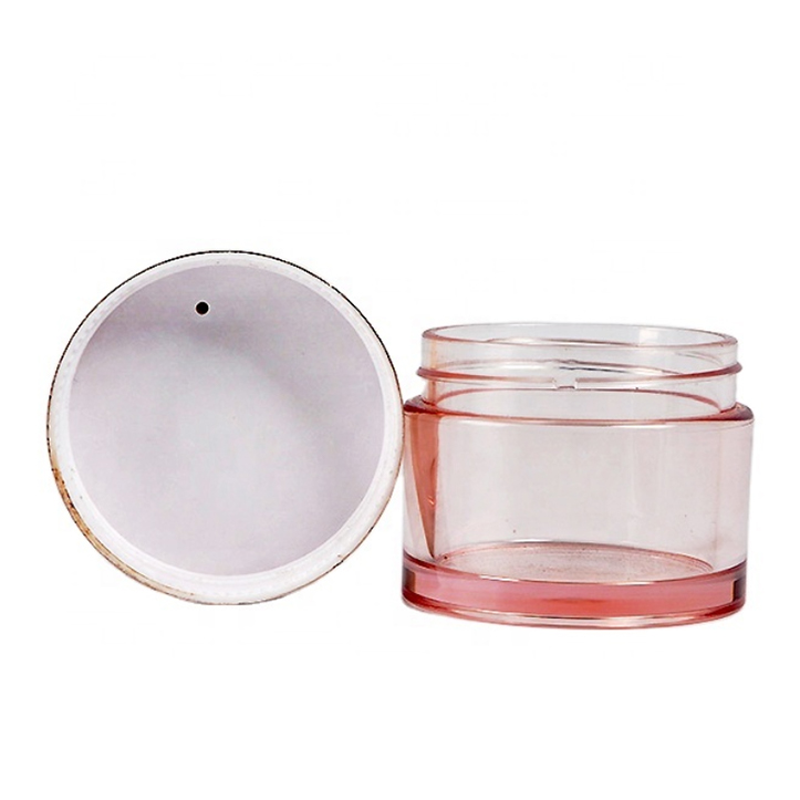 Nail Dip Powder Gold Lid Clear Transparent Plastic Face Scrub Cosmetic Jar